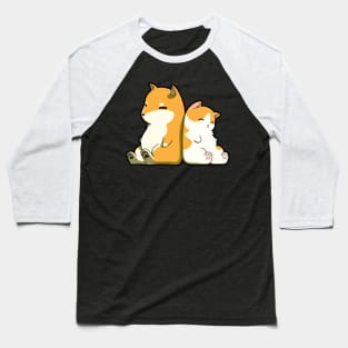 Orange And White Sleeping Dog And Cat Baseball T-Shirt